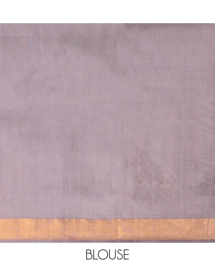 Sandal floral design uppada saree with contrast zari design border & floral design pallu