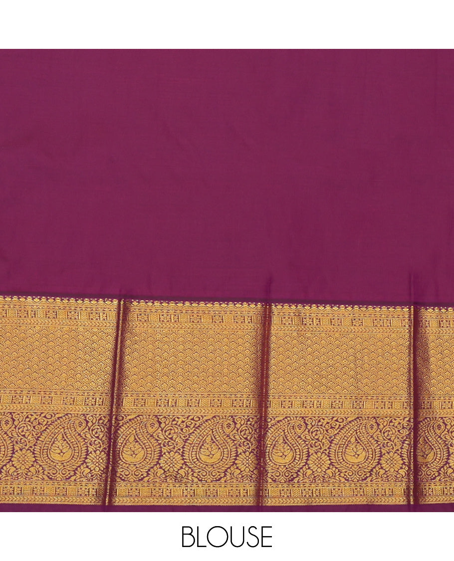 Green Budget Silk Saree Showcasing Zari Buttas and Checks, a Contrast Traditional Zari Border, Grand Pallu, and a Contrast Blouse