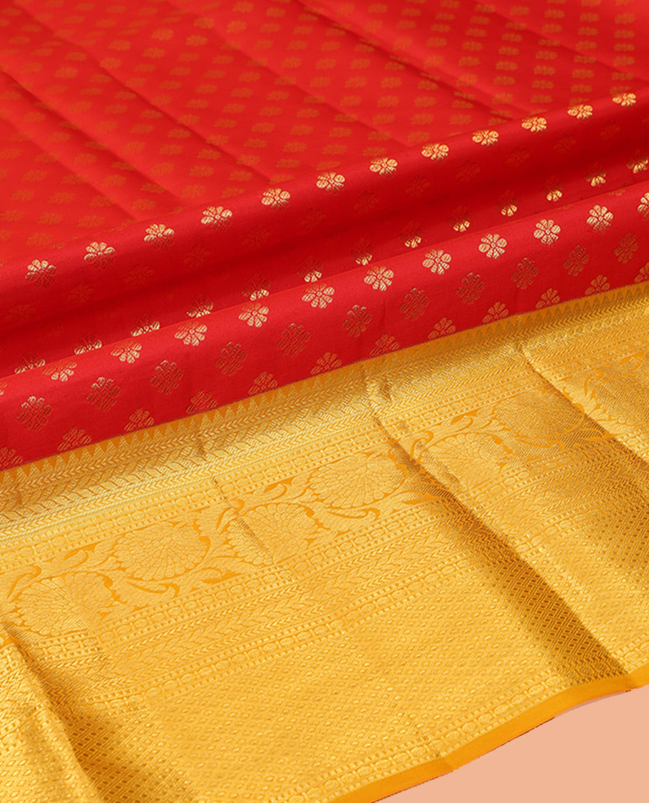 Red Pure Silk Pavadai Material Set