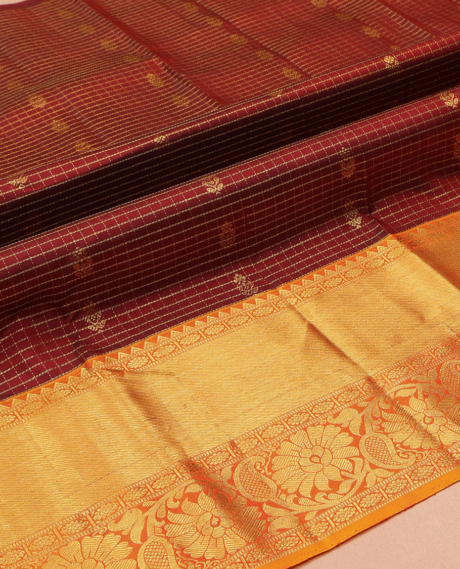 Maroon Pure Silk Navarathna Pavadai Material Set