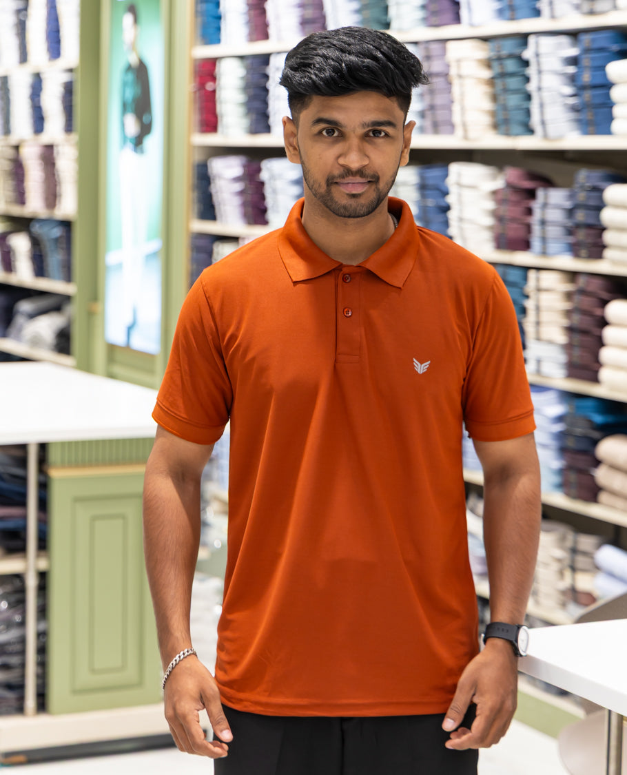 Maroon Plain Cotton-Blended Polo T-Shirt Comes with Half Sleeves, a Slim Fit, Cuban Collar, and Regular Length