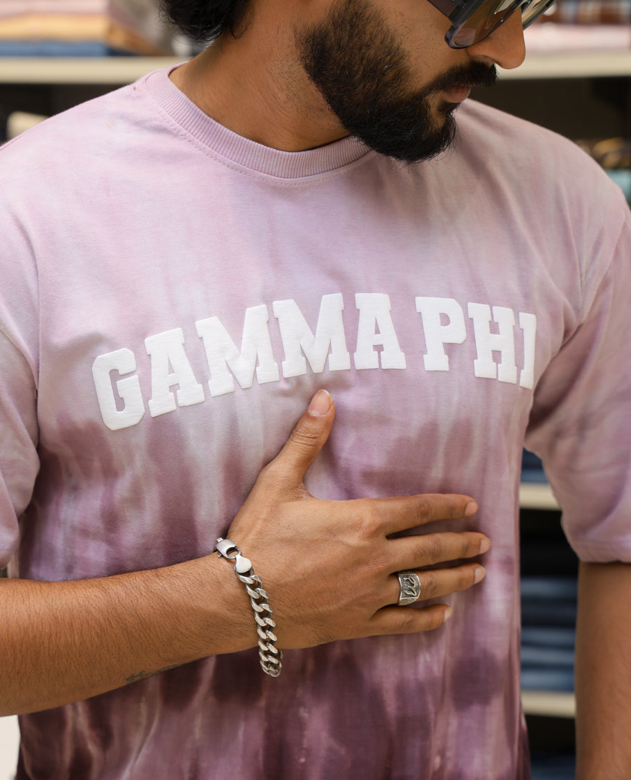 Pink Cotton-Blended T-shirt Features Tie-Dye Ombre Print, Half Sleeves, Round Neck, Slim Fit and Regular Length