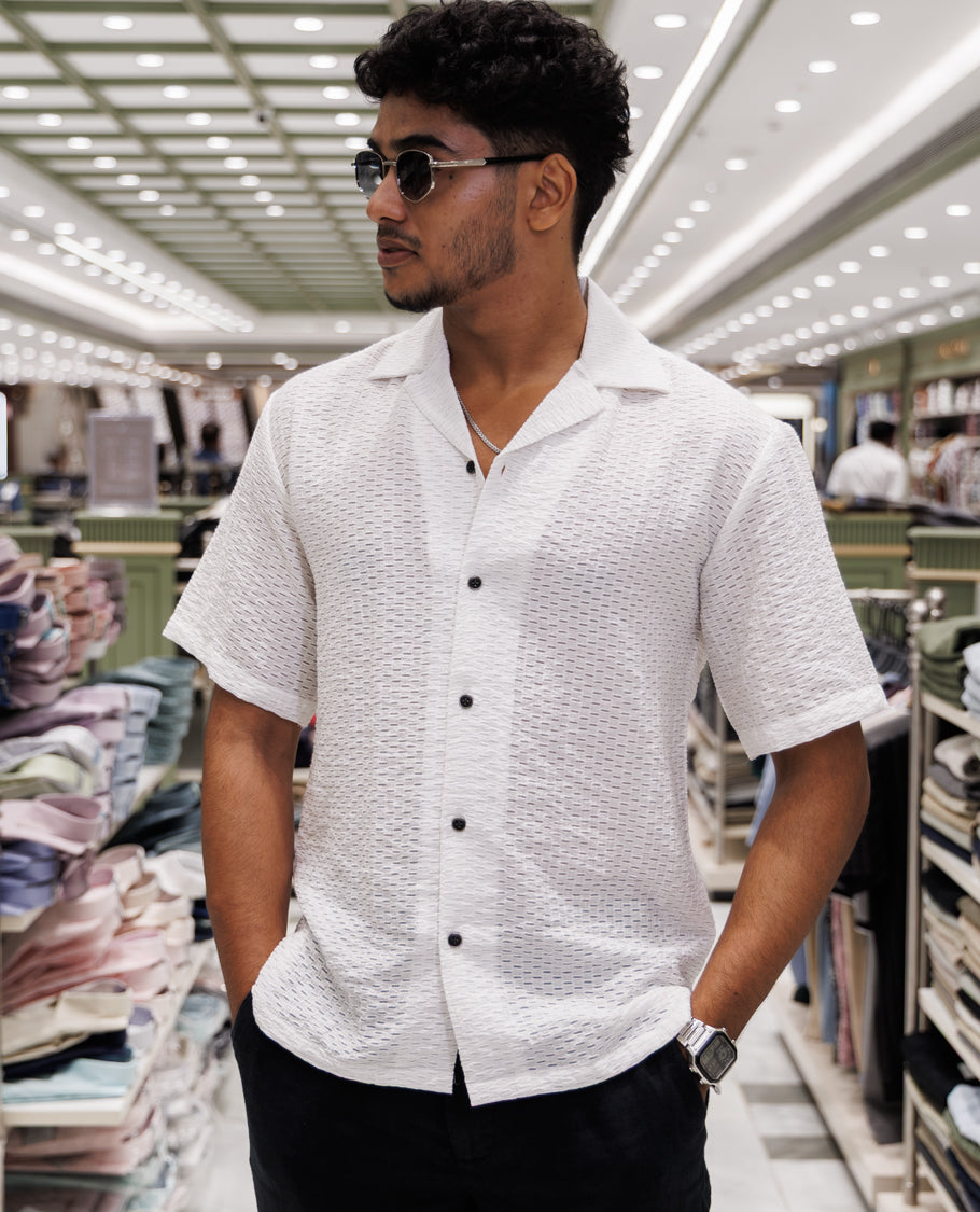 White Poly-Blended Casual Shirt
