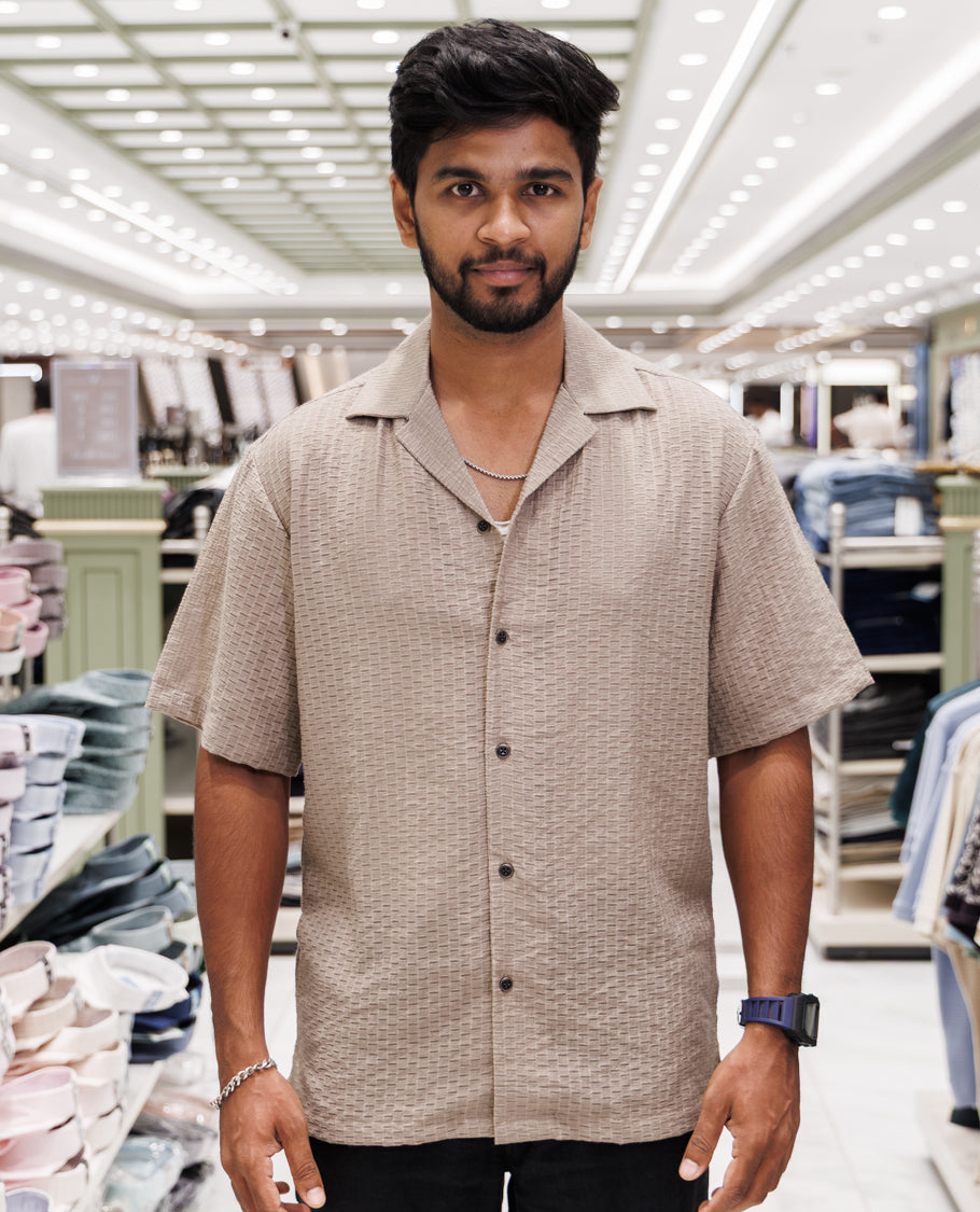 Brown Poly-Blended Casual Shirt