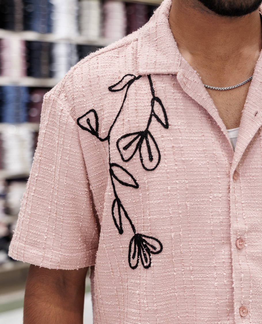 Pink Poly-Blended Casual Shirt