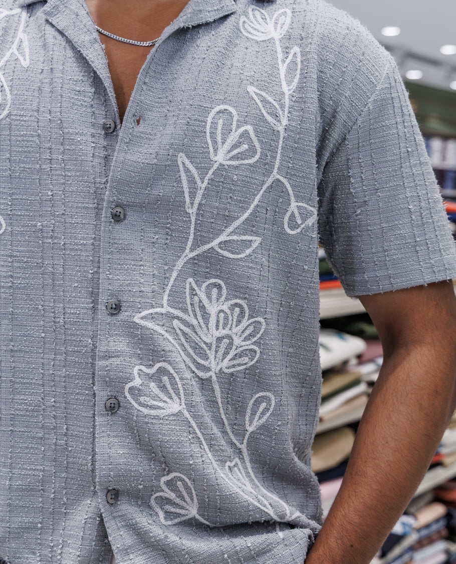 Grey Poly-Blended Casual Shirt