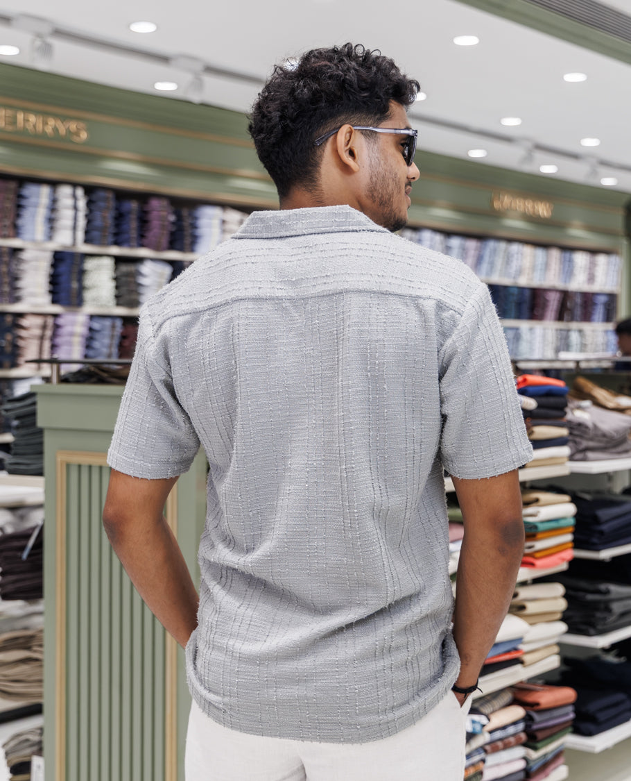Grey Poly-Blended Casual Shirt