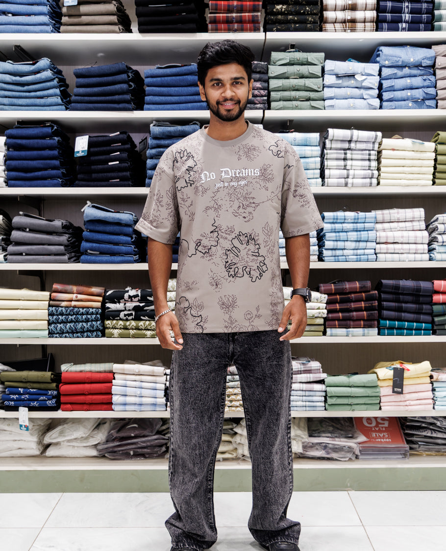 Brown Round Neck Cotton-Blended T-Shirt