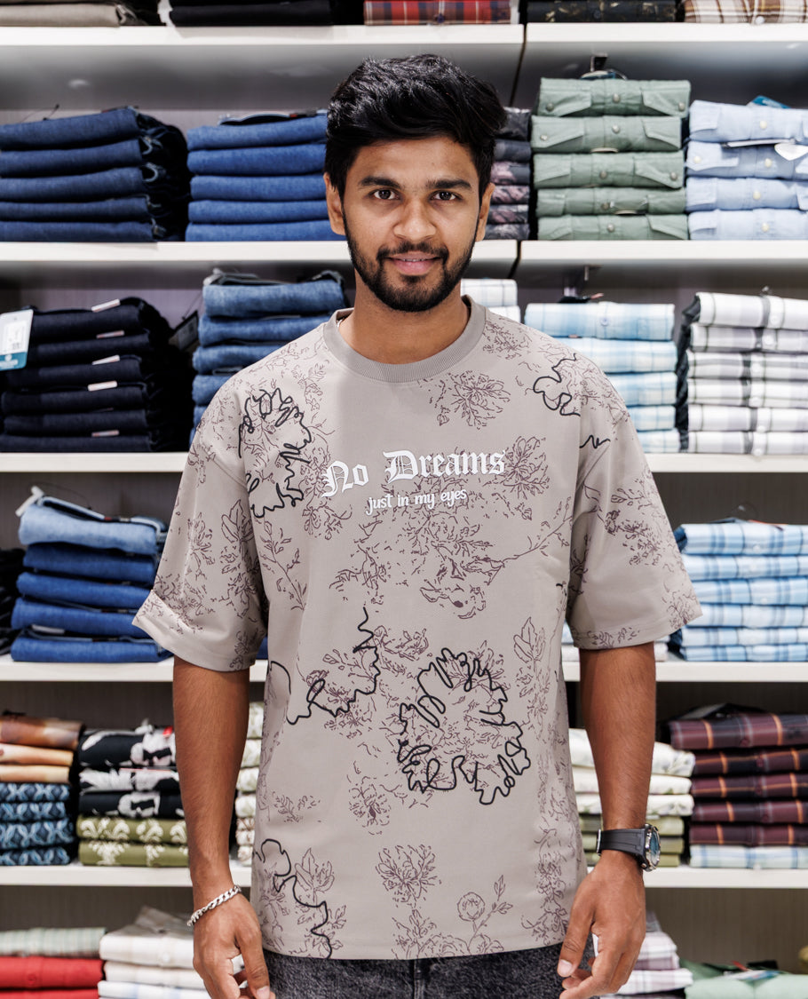 Brown Round Neck Cotton-Blended T-Shirt