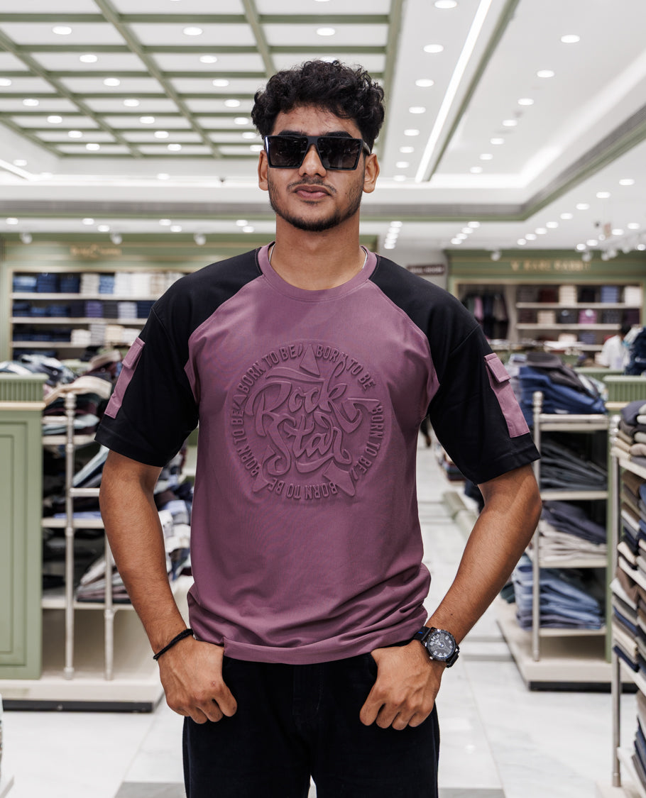 Mauve Cotton-Blended T-Shirt
