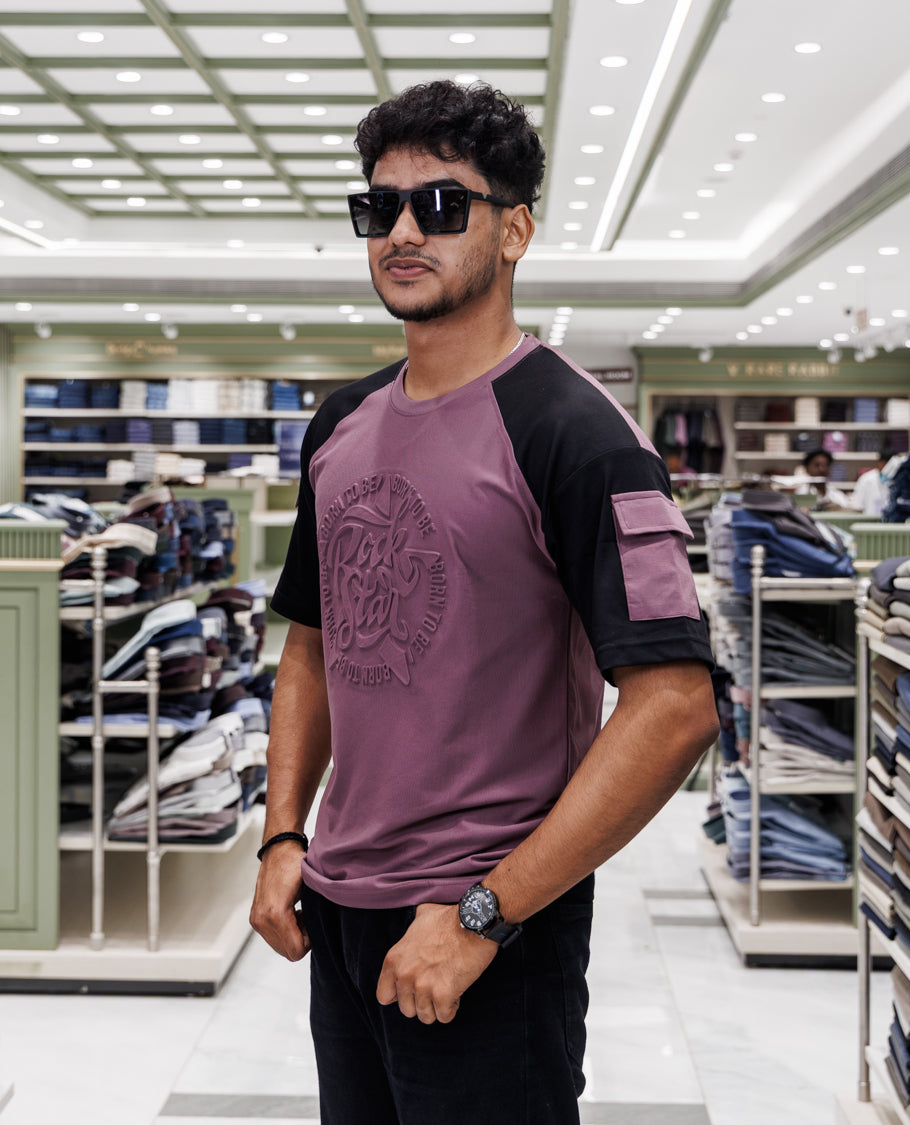 Mauve Cotton-Blended T-Shirt