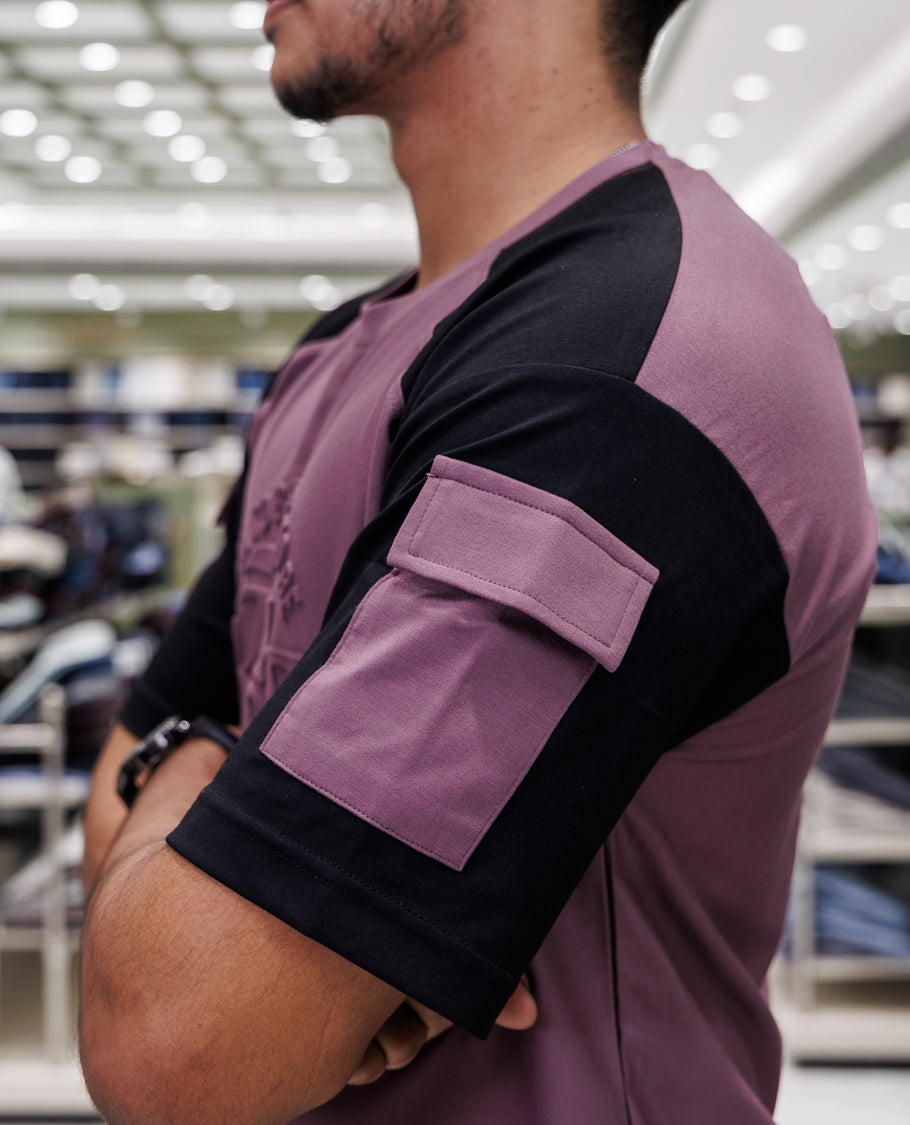 Mauve Cotton-Blended T-Shirt
