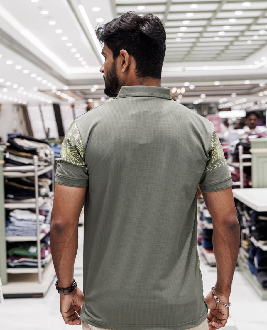 Green Cotton-Blended T-Shirt