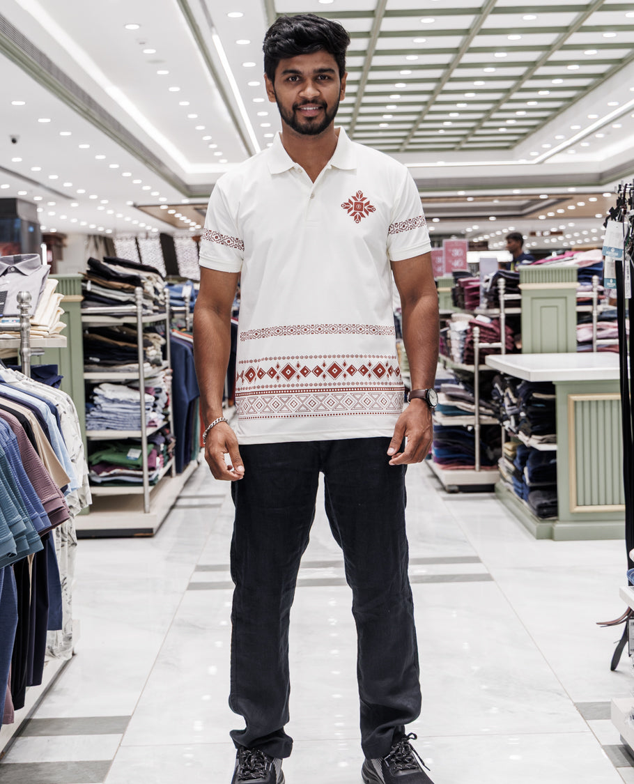 Cream Cotton-Blended T-Shirt