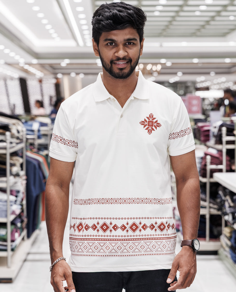 Cream Cotton-Blended T-Shirt