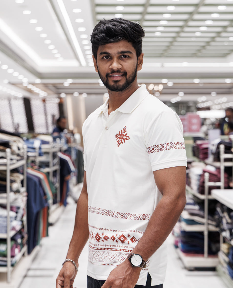 Cream Cotton-Blended T-Shirt