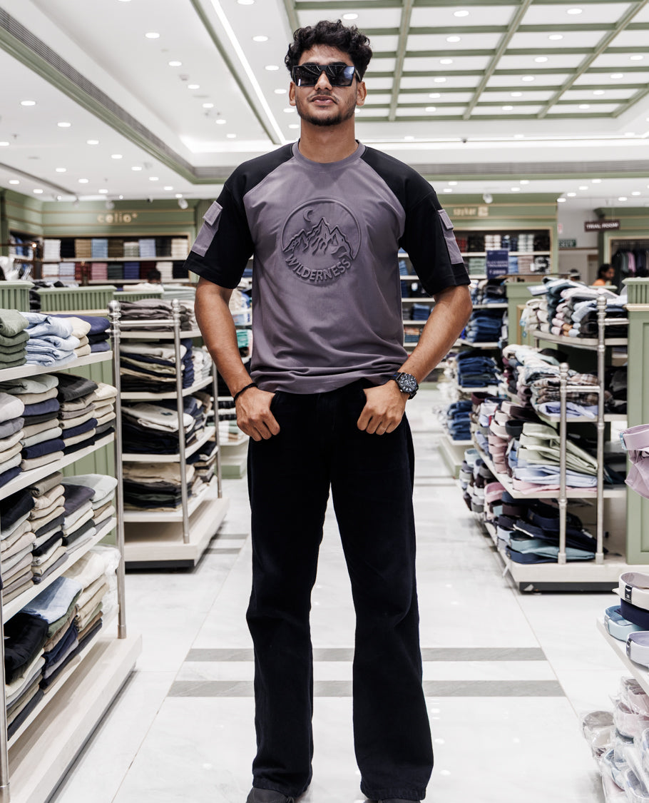 Grey Cotton-Blended T-Shirt