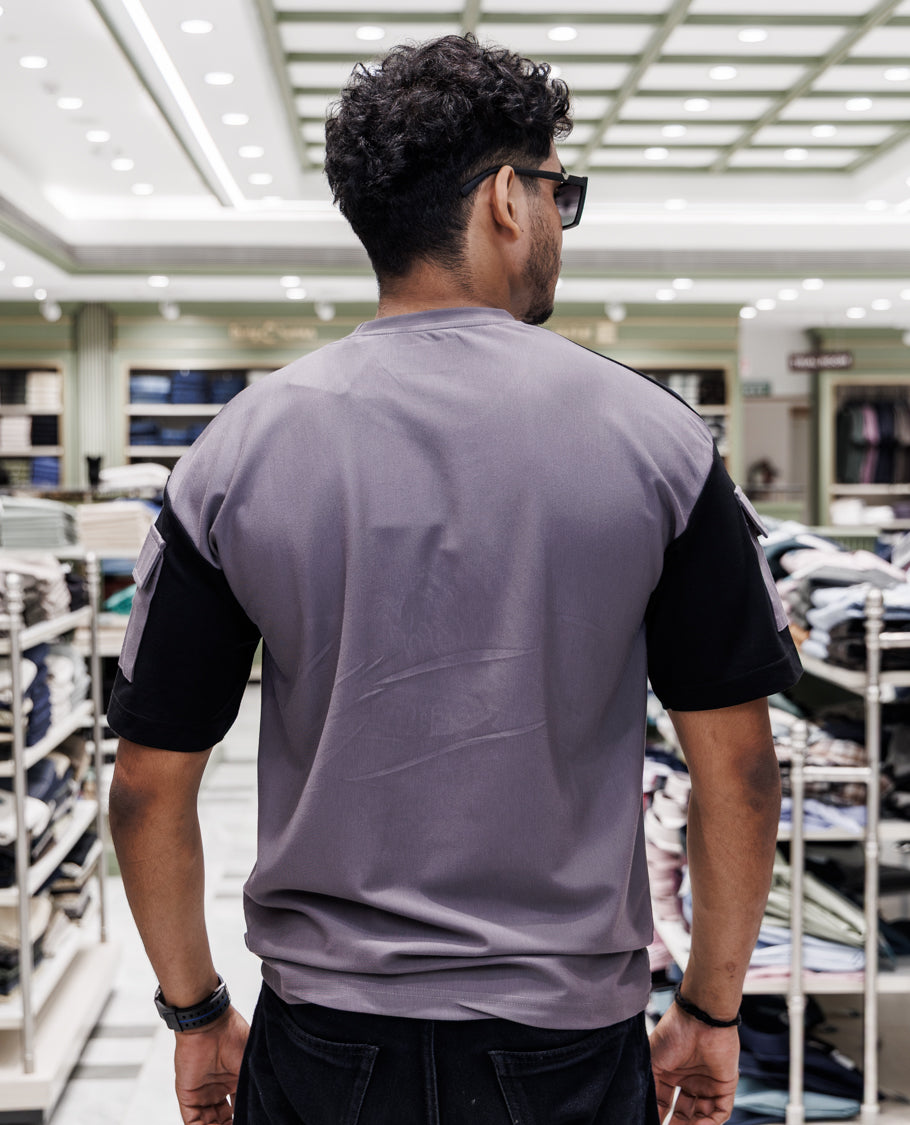 Grey Cotton-Blended T-Shirt