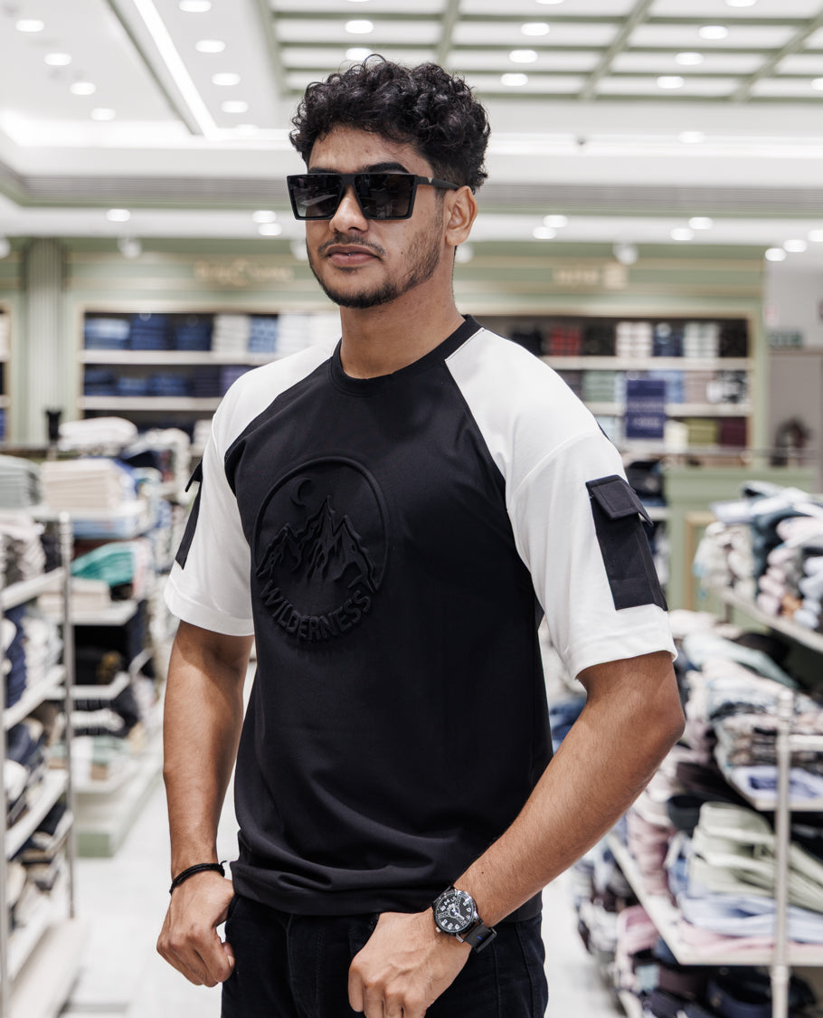 Black Cotton-Blended T-Shirt
