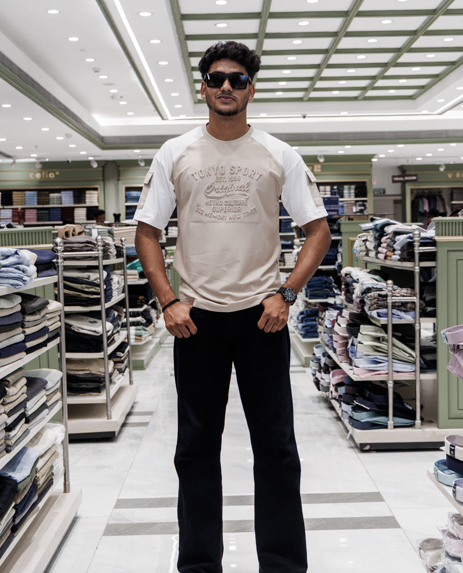 Beige Cotton-Blended T-Shirt