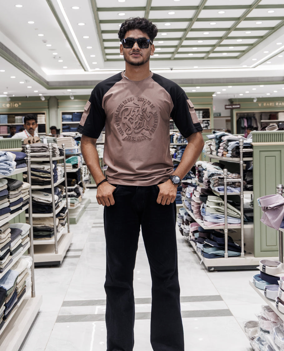 Brown Cotton-Blended T-Shirt