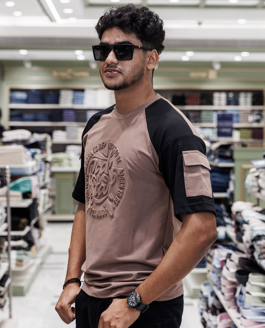 Brown Cotton-Blended T-Shirt