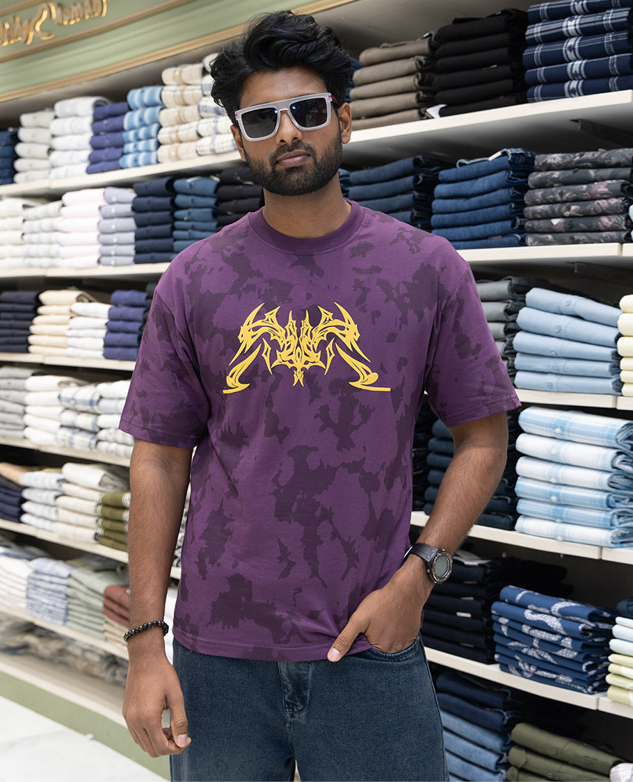 Purple Cotton-Blended T-Shirt