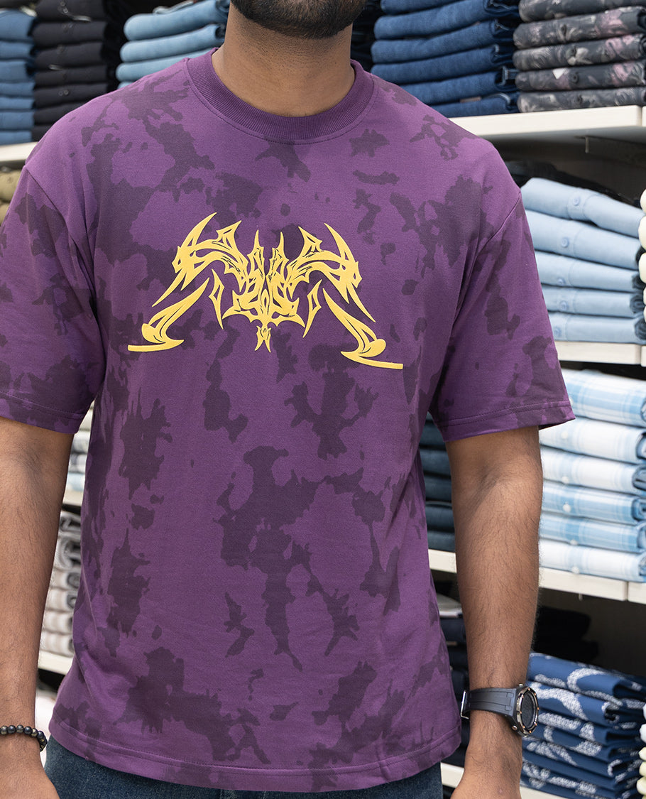 Purple Cotton-Blended T-Shirt