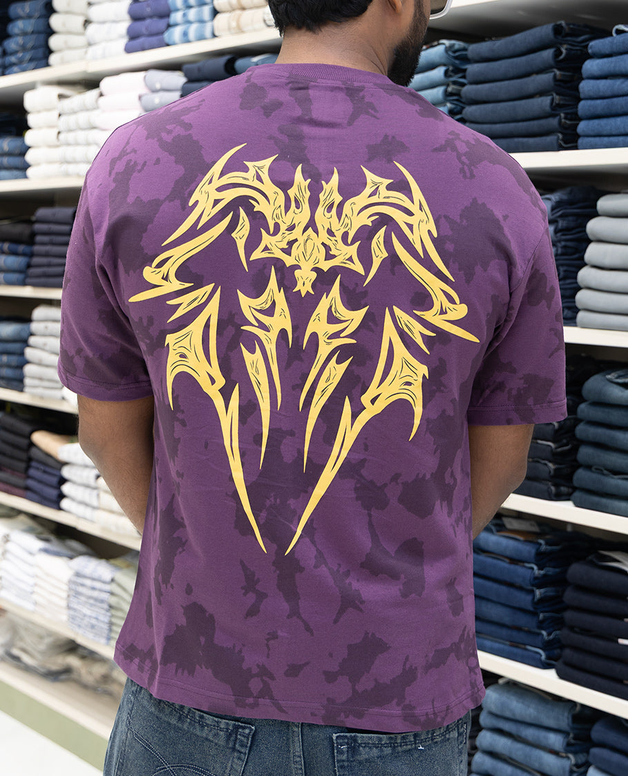 Purple Cotton-Blended T-Shirt