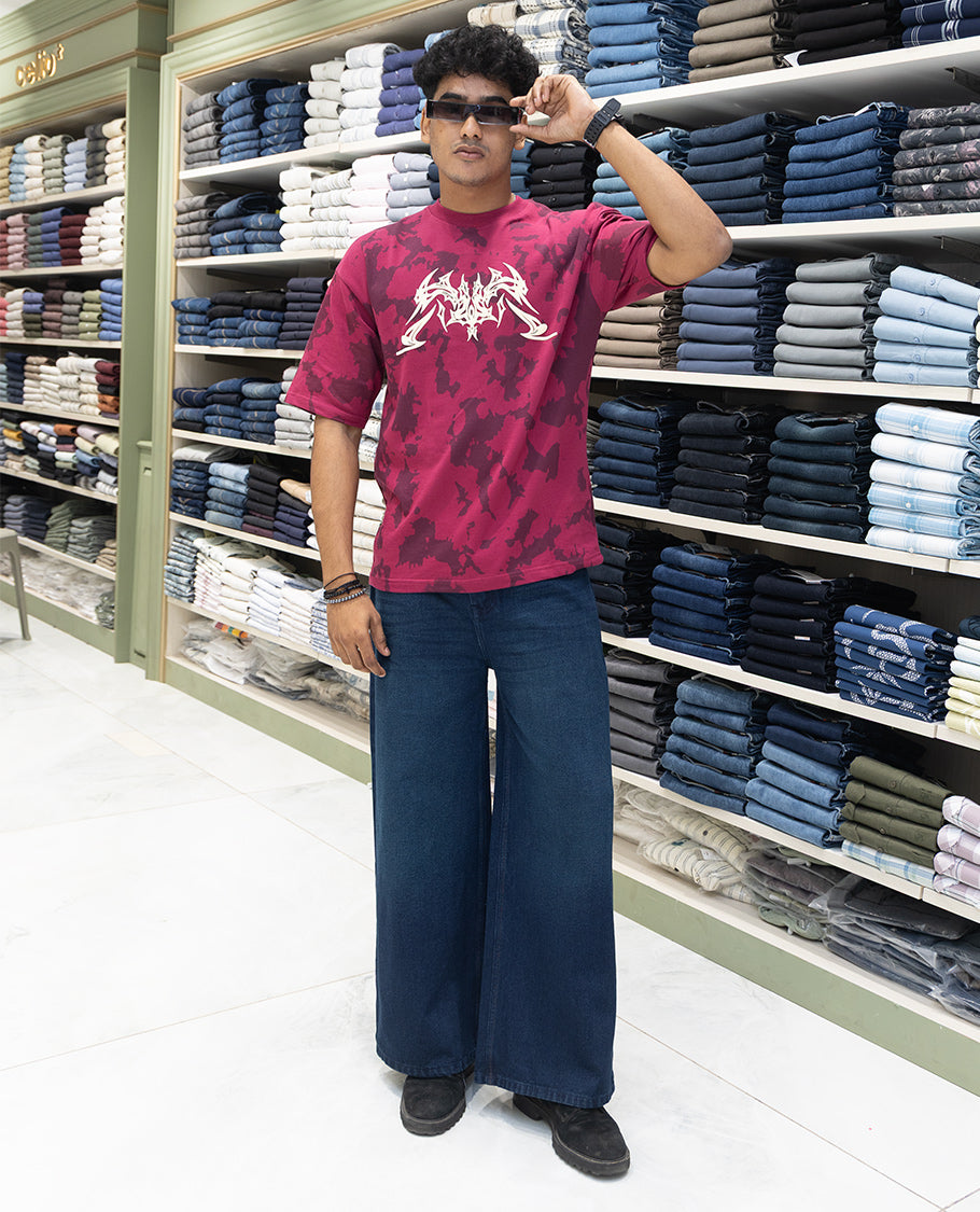 Red Cotton-Blended T-Shirt