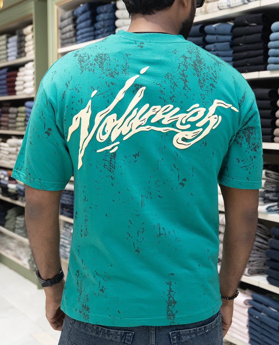 Green Oversized Cotton-Blended T-Shirt