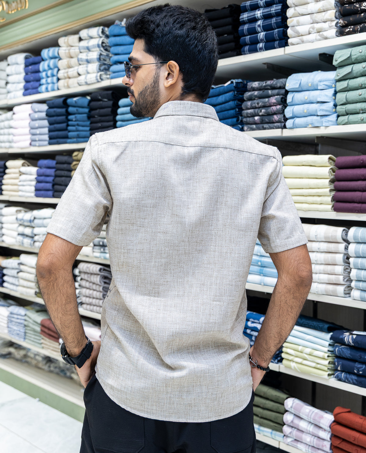 Cream Regular Fit Cotton-Blended Casual Shirt