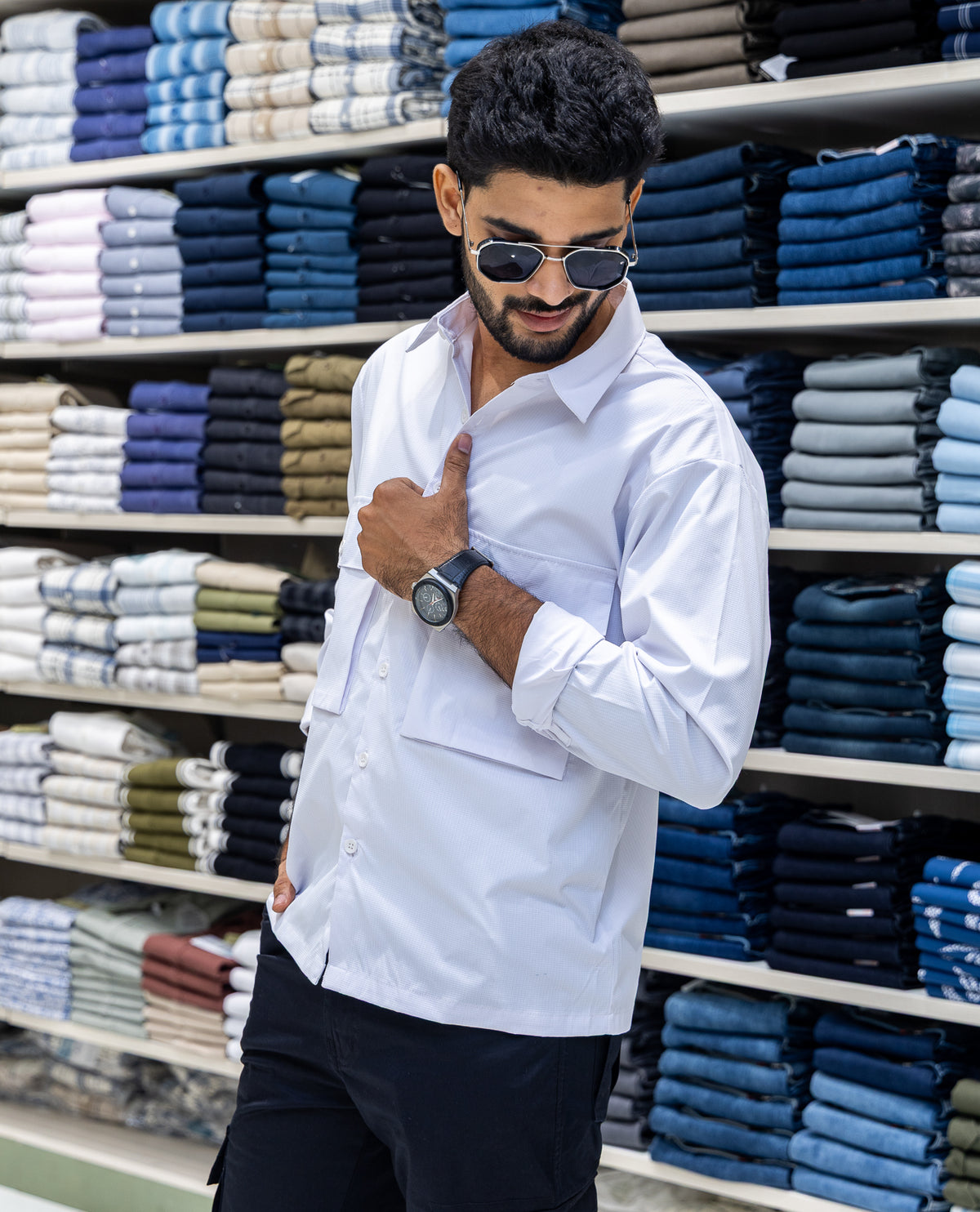 White Regular Fit Poly-Blended Casual Shirt