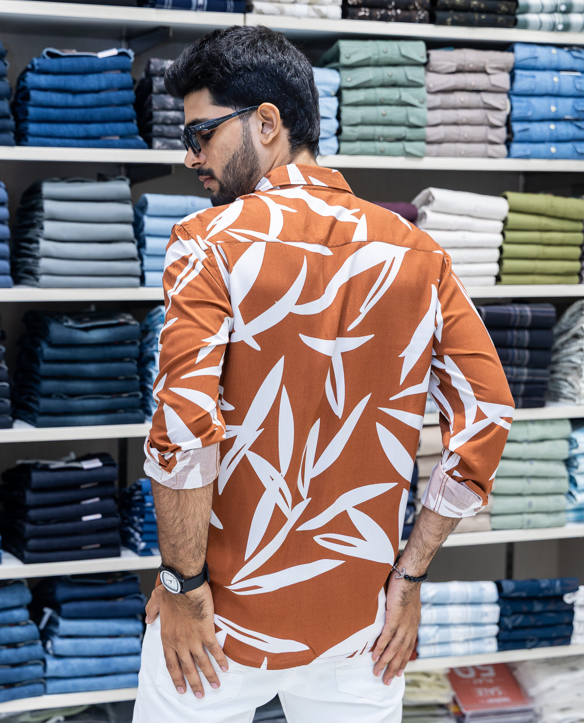 Tan Viscose-Blended Casual Shirt