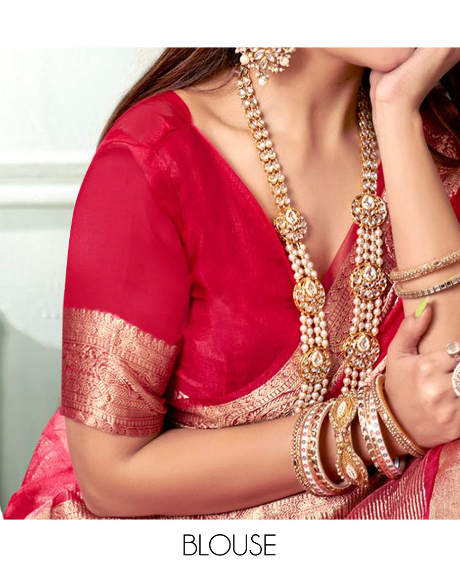 Rani Pink Plain Crushed Tissue Designer Catalog Saree