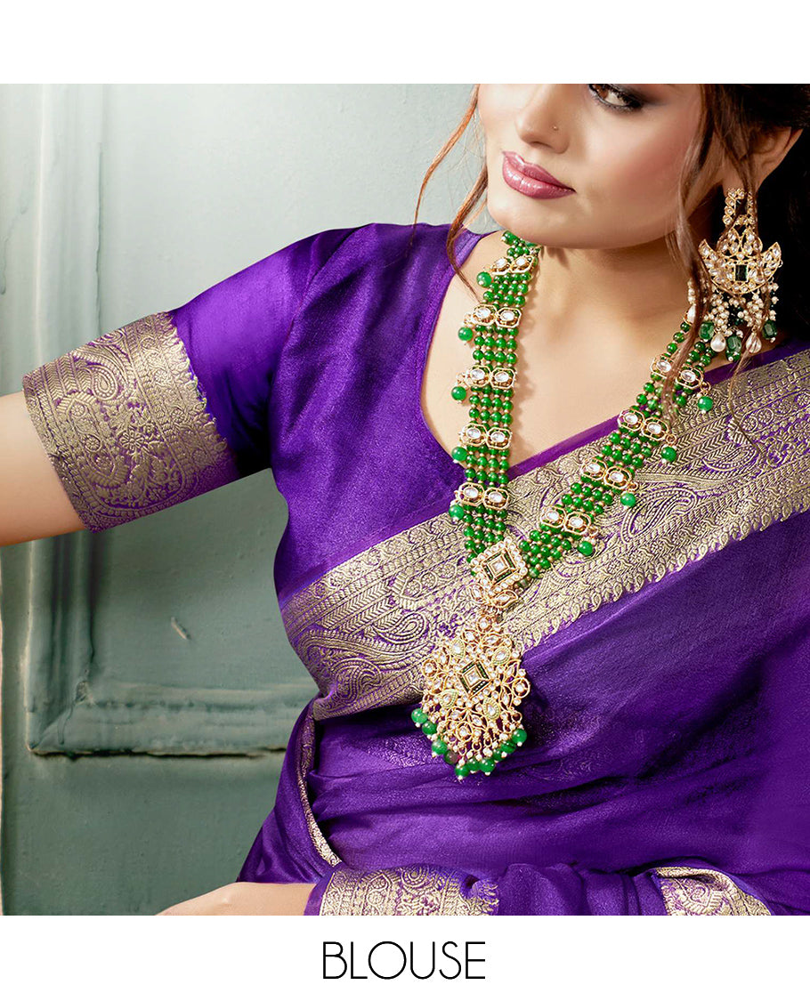 Violet Plain Crushed Tissue Designer Catalog Saree