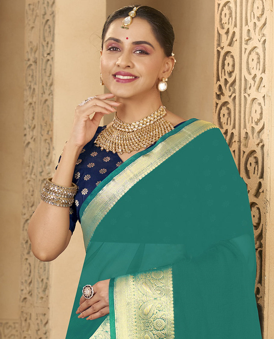 Rama Plain Fancy Organza Designer Catalog Saree