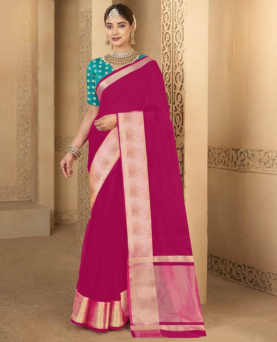 Pink Plain Fancy Organza Designer Catalog Saree