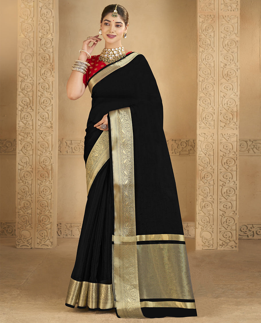 Black Plain Fancy Organza Designer Catalog Saree