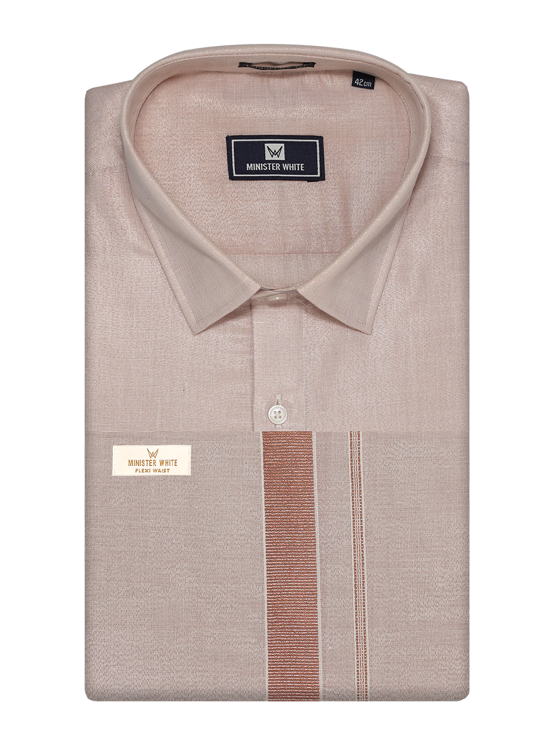 Men's Tissue Copper Color Flexi Dhoti Shirt Wedding Combo Maverick Flexi