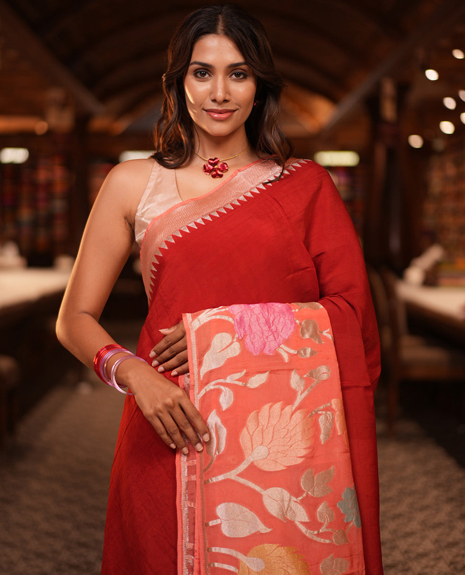 Maroon Plain Viscose Georgette Saree