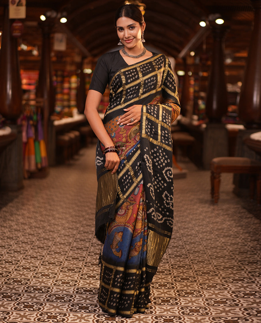Brown-Base Dola Silk