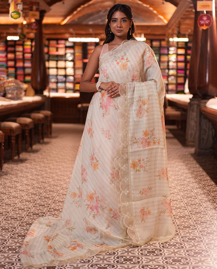 Elachi Green Chanderi Cotton Saree