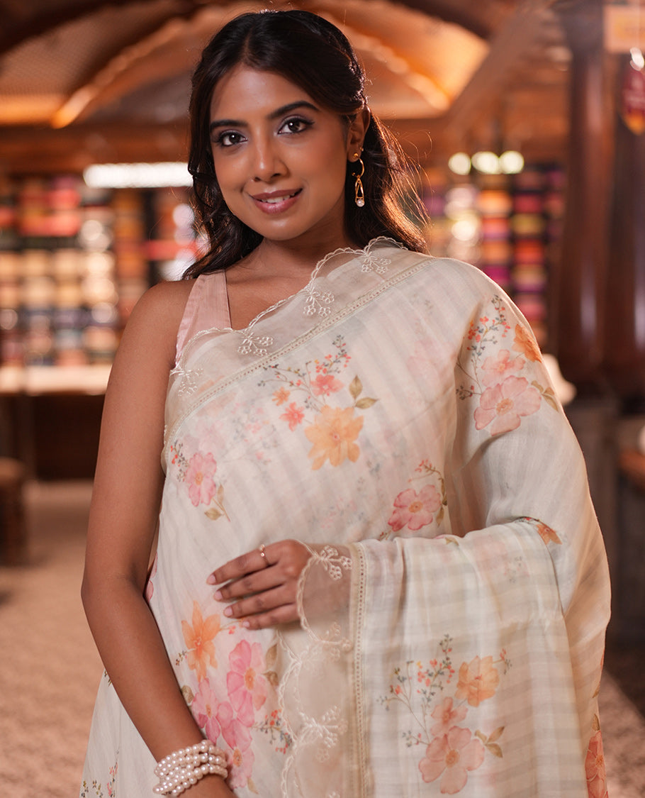 Elachi Green Chanderi Cotton Saree