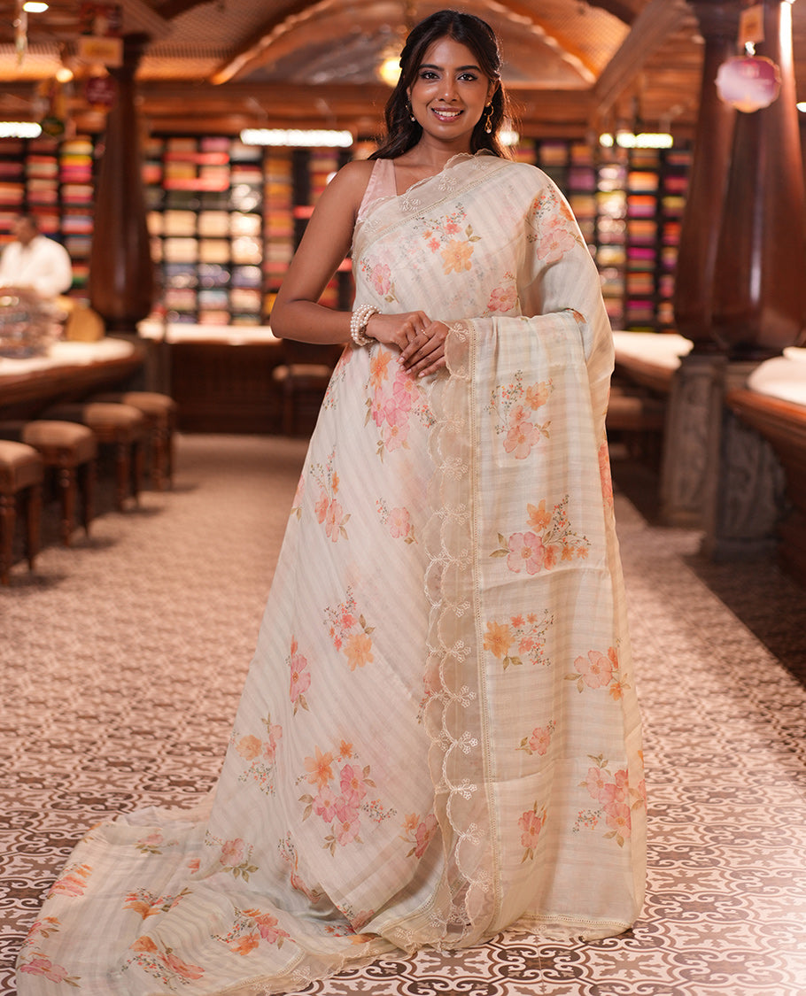 Elachi Green Chanderi Cotton Saree