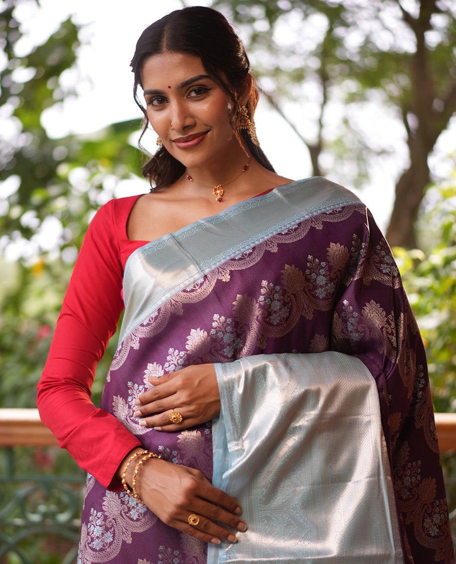 Purple-Sea Blue Budget Silk Saree