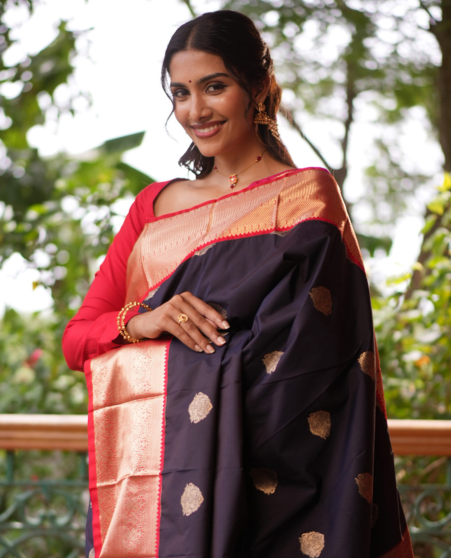Wine Zari Butta Budget Silk Saree