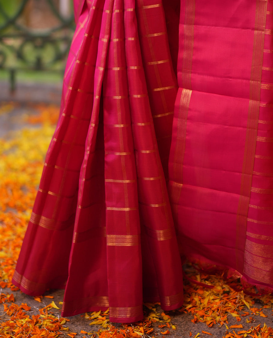 Reddish Pink Vasundhara Lite Silk Mix Saree