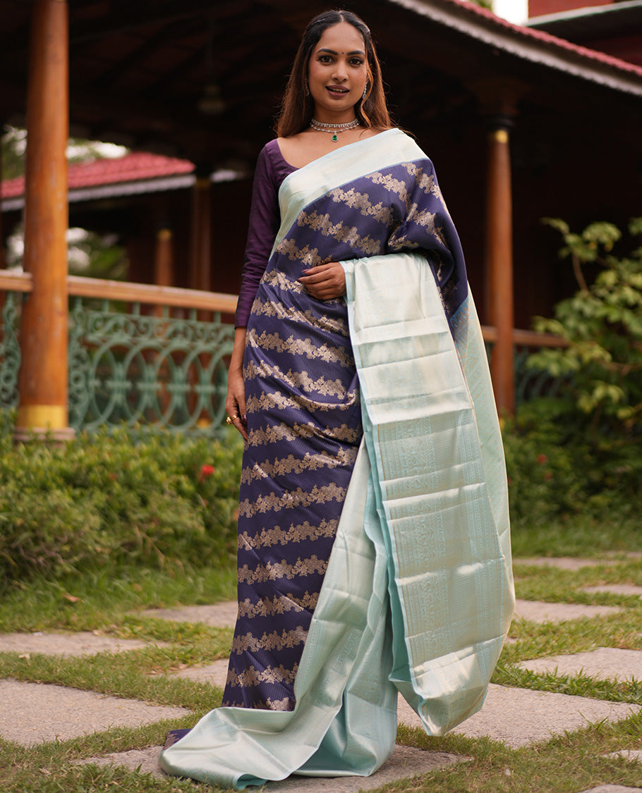 Navy Blue-Sea Blue Budget Silk Saree