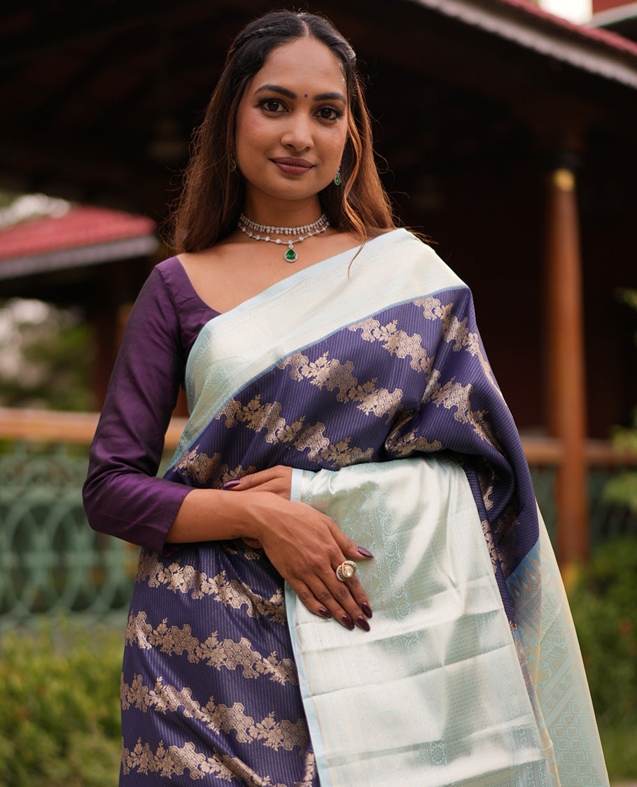 Navy Blue-Sea Blue Budget Silk Saree